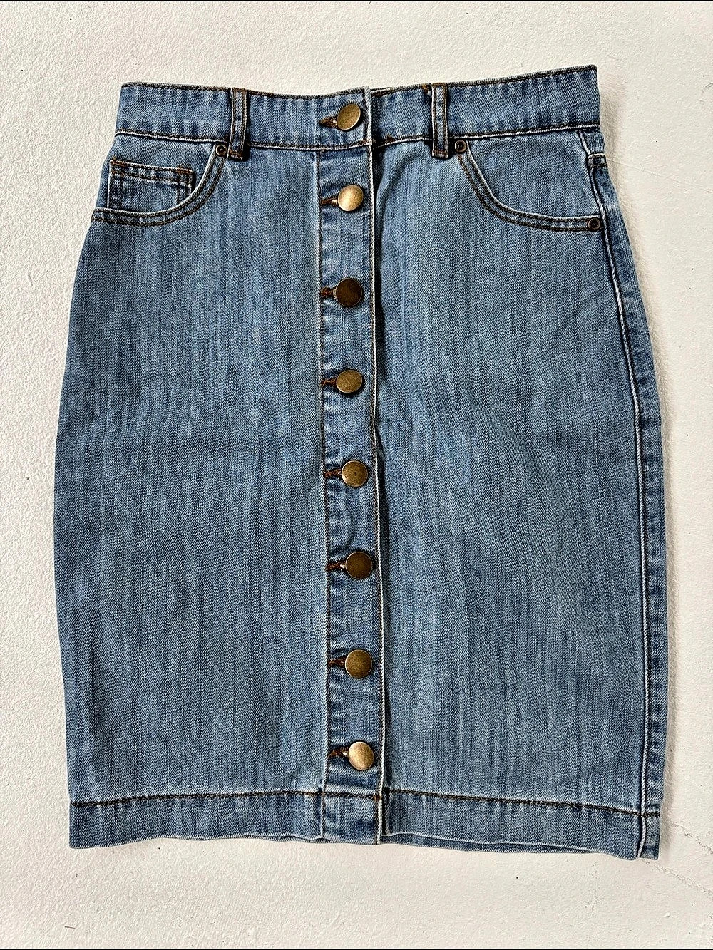 Forever 21 Denim Button Front Mini Skirt Size Small